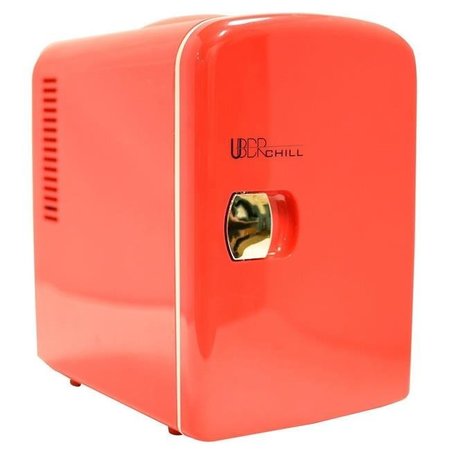 UBER APPLIANCE Uber Appliance UB-CH1-RED Chill 6 Can Retro Personal Mini Fridge for Bedroom; Office or Dorm - Red UB-CH1-RED